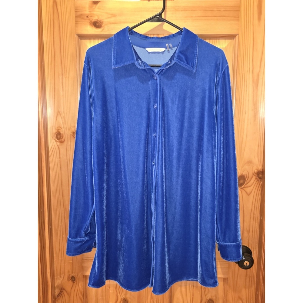 Soft Surroundings Boyfriend Royal BLUE Velour Swing Top Tunic size L